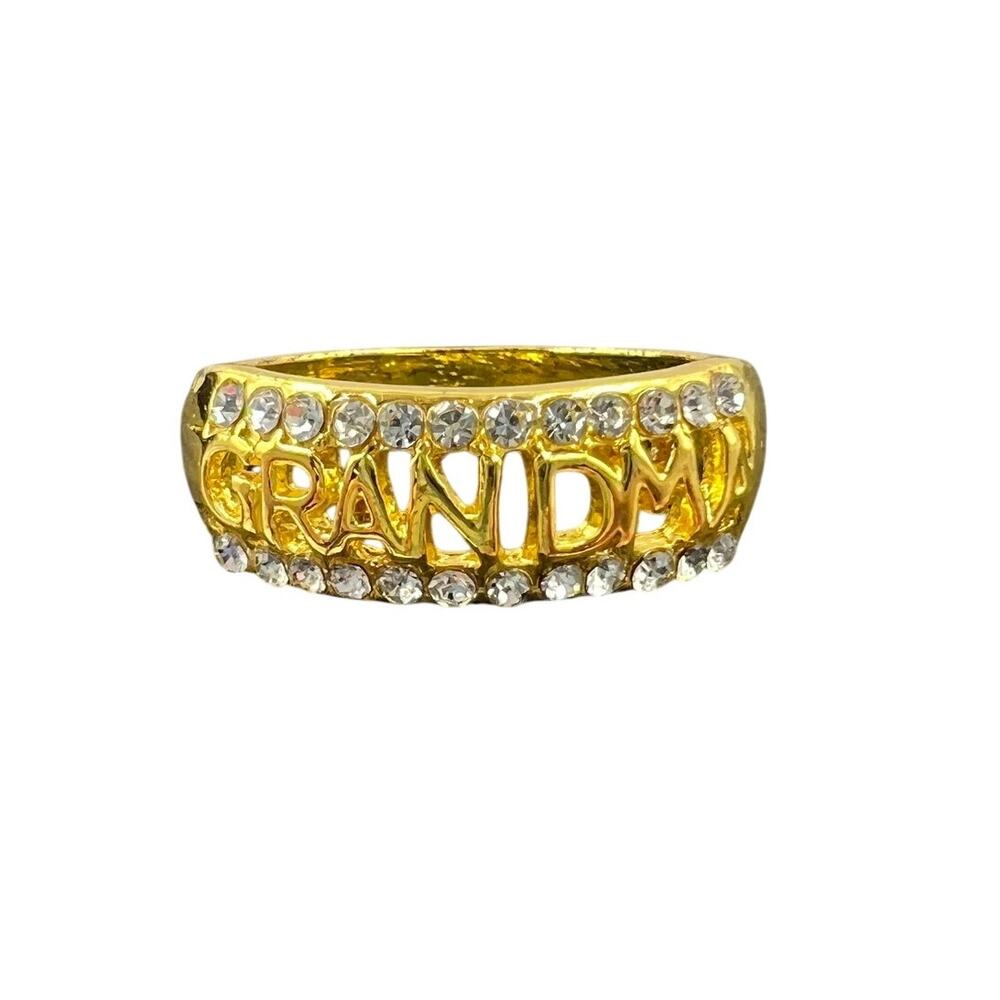 Vintage Gold Tone Grandma Cubic Zirconia‎ Stone Size 10 Ring Fashion Name